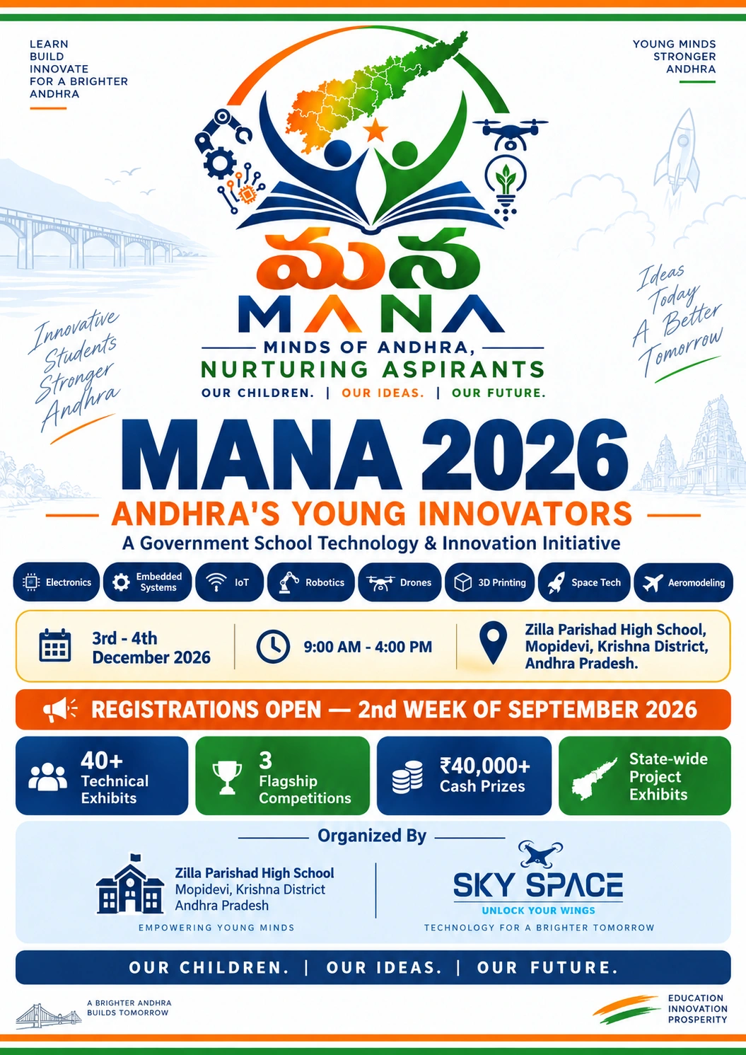 MANA 2026 festival poster with technology domains, dates, venue and organizers